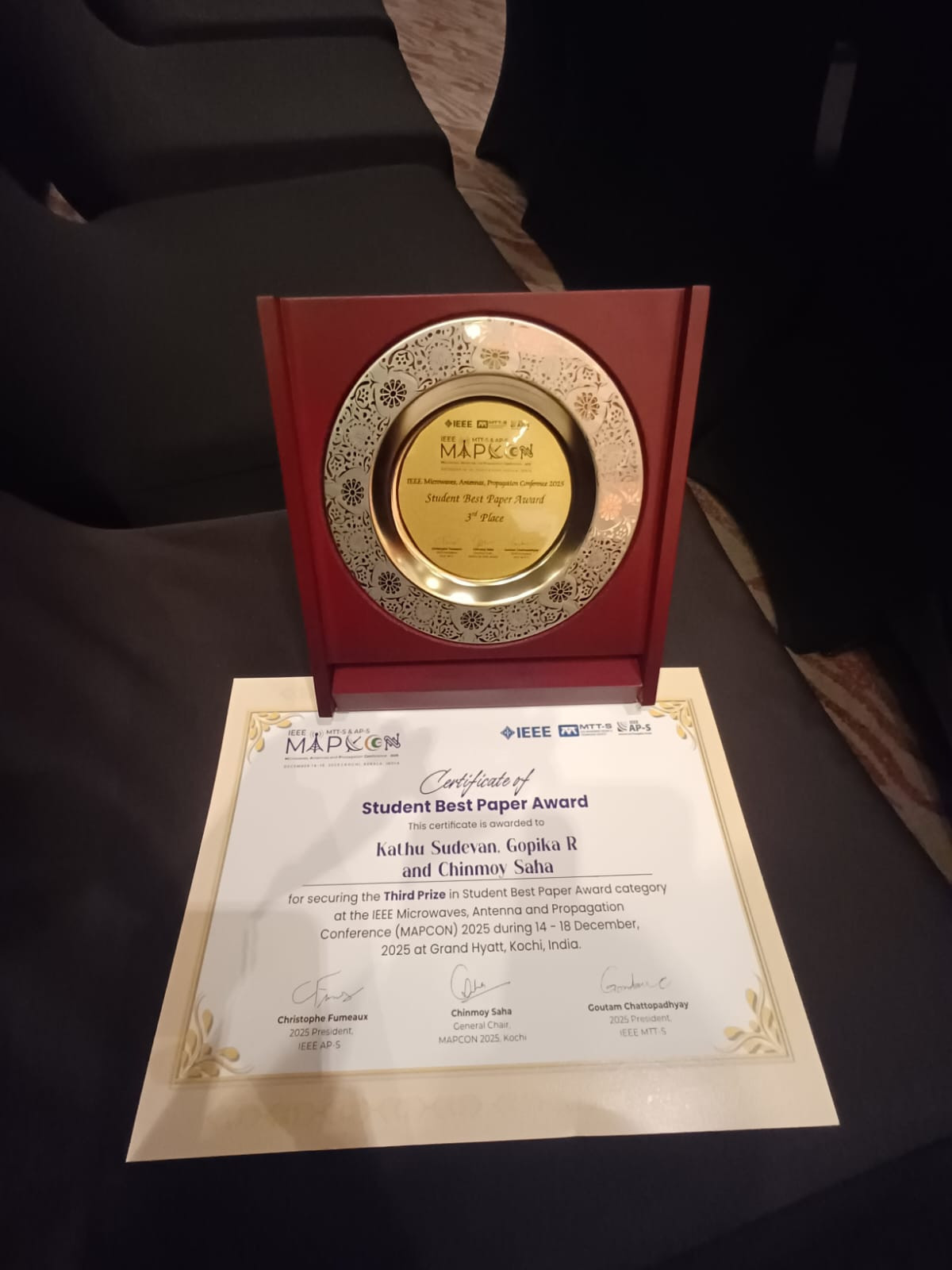 International Conference on Microwaves, Antennas & Propagation - IEEE MAPCON 2025 Best Paper Award